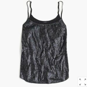 J.Crew Black Sequin Cami Adjustable Strap H4559 Size Medium